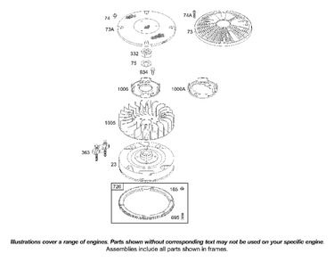 Flywheel Diagram and Parts List for 42B707-1116-XX  Briggs and Stratton Engine